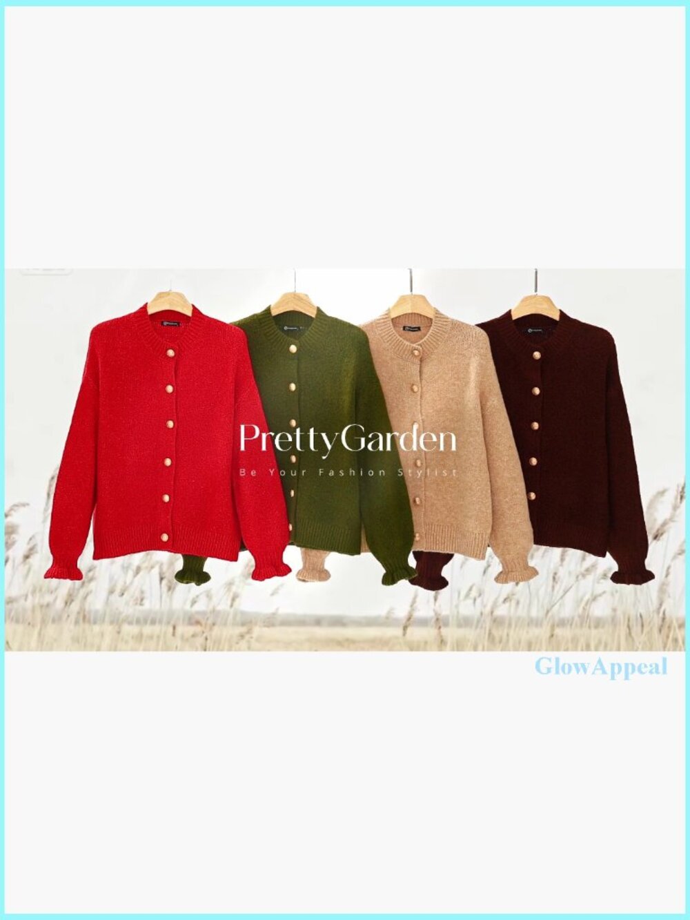 Cropped Cardigan Chunky Knit Ruffle Sleeves Button Down Oversized Fall - Picture 6 of 7